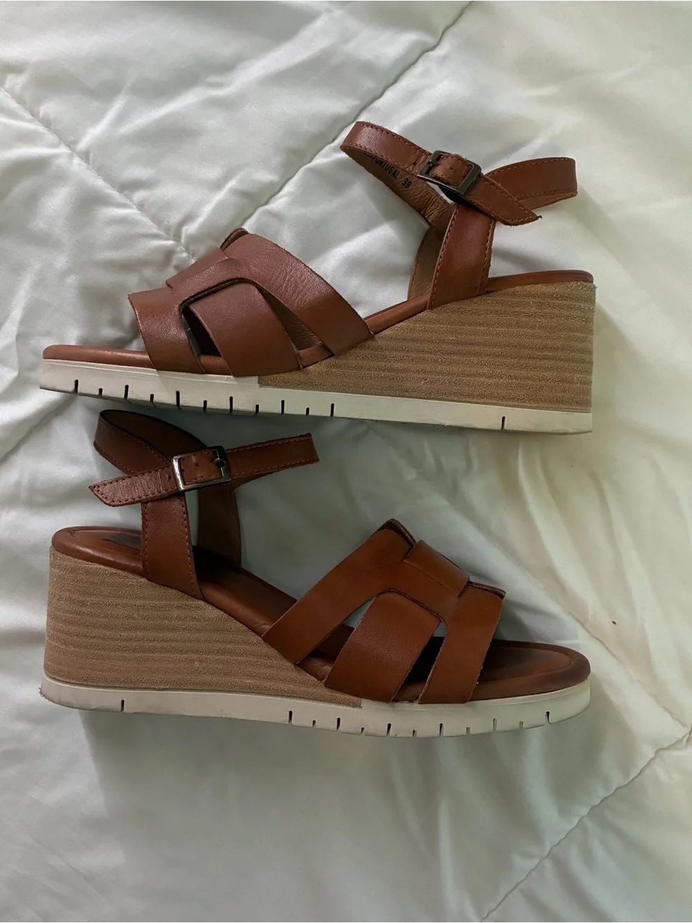 Miz Mooz Brown Leather Wedge Sandals | Color: Brandy | Size: 39 (US 8)